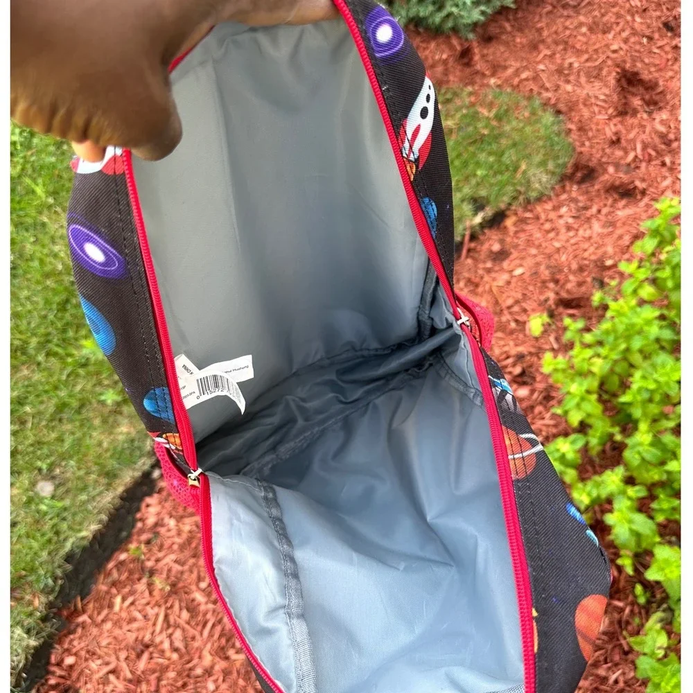 Solar System Space Rockets Planets Little Kids School Bag Backpack Black Red